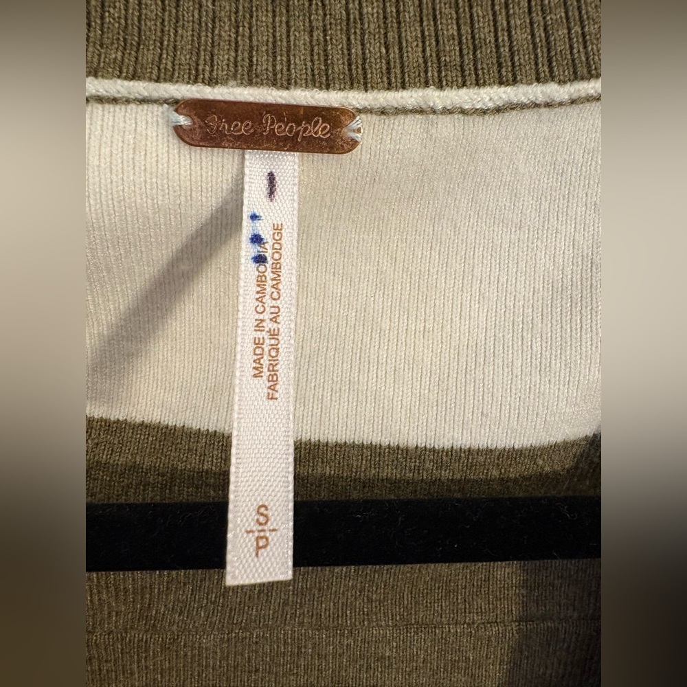 Free People League of Her Own Striped Cardigan Pink Brown and White Stripes - Picture 2 of 5